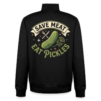Save Meat Eat Pickles Lustiges Vegan - Unisex Organic Zip Sweatshirt von Stanley/Stella - Schwarz - Hinten - AI Model Male 185 light (185cm)
