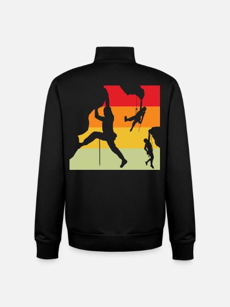 Retro Sunset Climber Silhouettes - Unisex Organic Zip Sweatshirt by Stanley/Stella - black