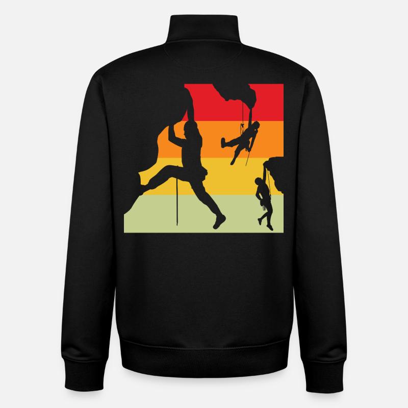 Retro Sonnenuntergang Kletterer Silhouetten - Unisex Organic Zip Sweatshirt von Stanley/Stella - Schwarz