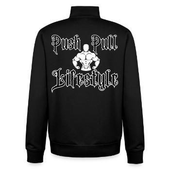 Push Pull Lifestyle Muskelbody - Unisex Organic Zip Sweatshirt von Stanley/Stella - Schwarz - Hinten - AI Model Male 185 light (185cm)