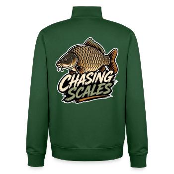 Chasing Scales Carp Fishing Design - Unisex Organic Zip Sweatshirt by Stanley/Stella - bottle green - Back - AI Model Male 185 dark (185cm)