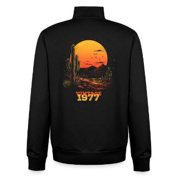 Vintage 1977 - Unisex Organic Zip Sweatshirt von Stanley/Stella - Schwarz - Hinten - AI Model Male 185 light (185cm)