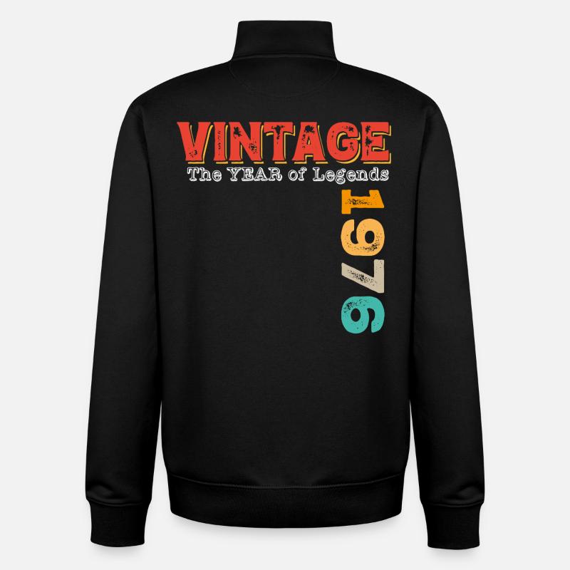 Millésime 1976 - Sweat zippé unisexe en coton bio Stanley/Stella - noir