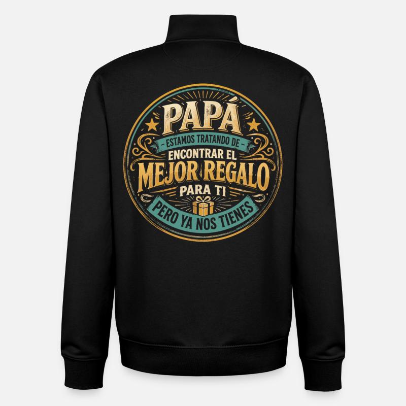 Dad Best Gift Kids Spanish Design - Unisex Organic Zip Sweatshirt by Stanley/Stella - black