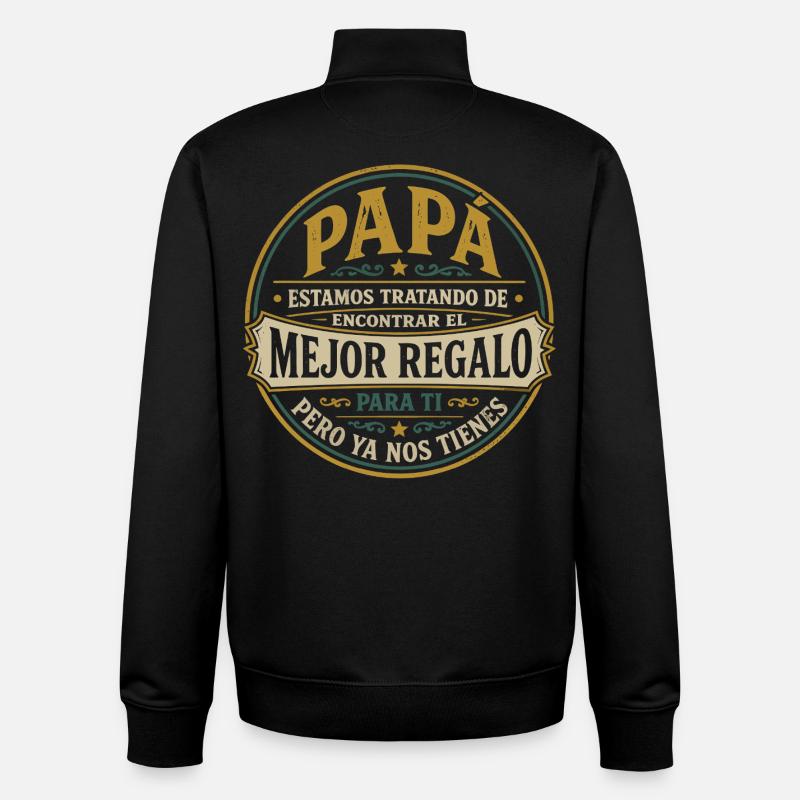 Papa Beste Geschenk Kinder Spanisch Design - Unisex Organic Zip Sweatshirt von Stanley/Stella - Schwarz