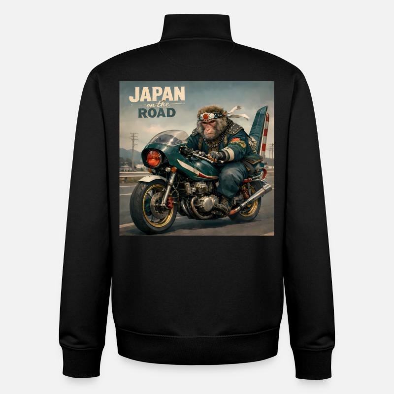 Japanese Bosozoku Monkey Biker - Unisex Organic Zip Sweatshirt by Stanley/Stella - black