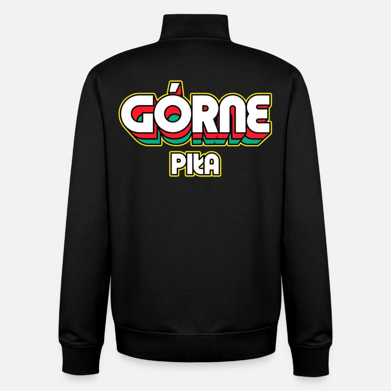 Górne Piła. Retro District Name - Unisex Organic Zip Sweatshirt by Stanley/Stella - black