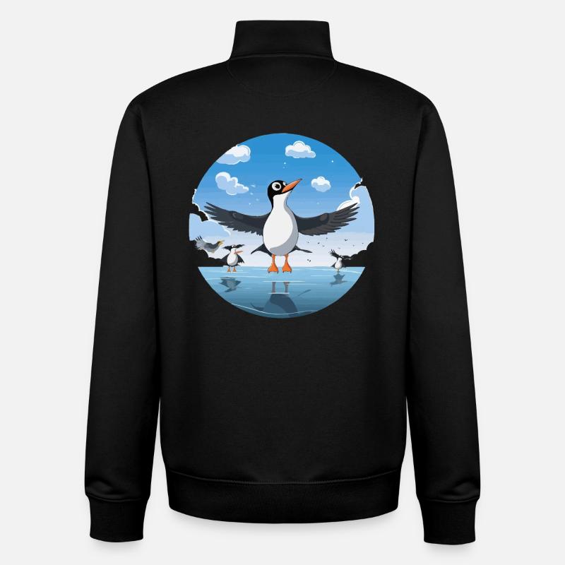 Pinguin Kreis am Eissee - Unisex Organic Zip Sweatshirt von Stanley/Stella - Schwarz