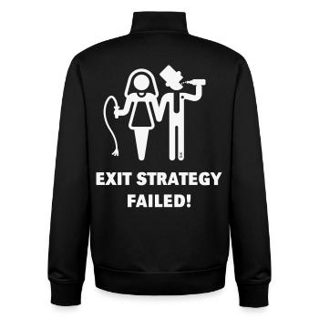 Exit Strategy Failed! (JGA Bräutigam Game Over W) - Unisex Organic Zip Sweatshirt von Stanley/Stella - Schwarz - Hinten - AI Model Male 185 light (185cm)