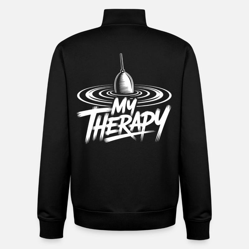 Fishing Therapy - Unisex Organic Zip Sweatshirt by Stanley/Stella - black