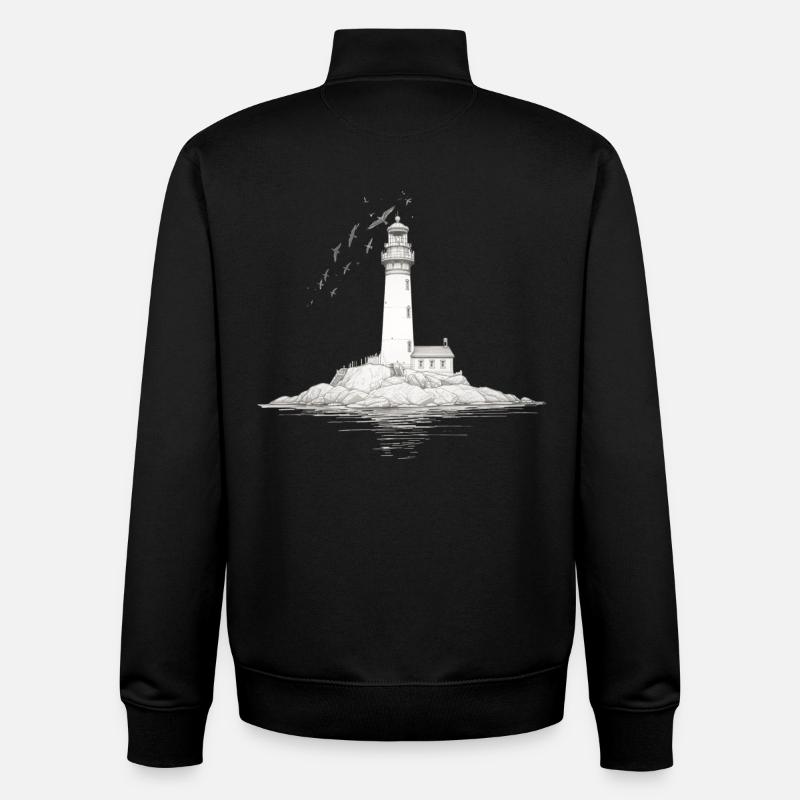 Lighthouse on Rocky Isle - Unisex Organic Zip Sweatshirt by Stanley/Stella - black