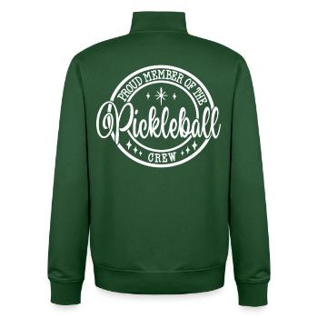 Proud Pickleball Crew Emblem Sport Geschenk - Unisex Organic Zip Sweatshirt von Stanley/Stella - Flaschengrün - Hinten - AI Model Male 185 dark (185cm)