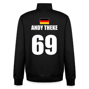 Malle 2026 Andy Counter Funny Malle Leotard Design - Unisex Organic Zip Sweatshirt by Stanley/Stella - black - Back - AI Model Male 185 light (185cm)