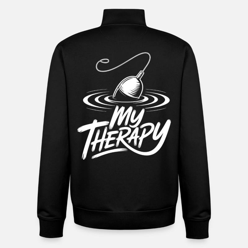 Pêcher ma thérapie - Sweat zippé unisexe en coton bio Stanley/Stella - noir