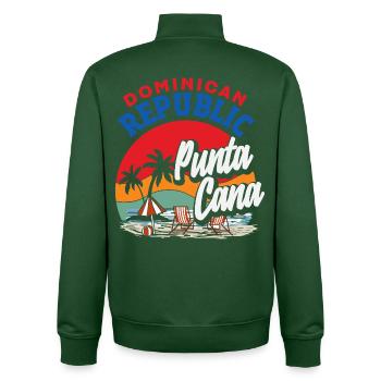 Drapeau de la République dominicaine Dom Rep Pride - Sweat zippé unisexe en coton bio Stanley/Stella - vert bouteille - Dos - AI Model Male 185 dark (185cm)