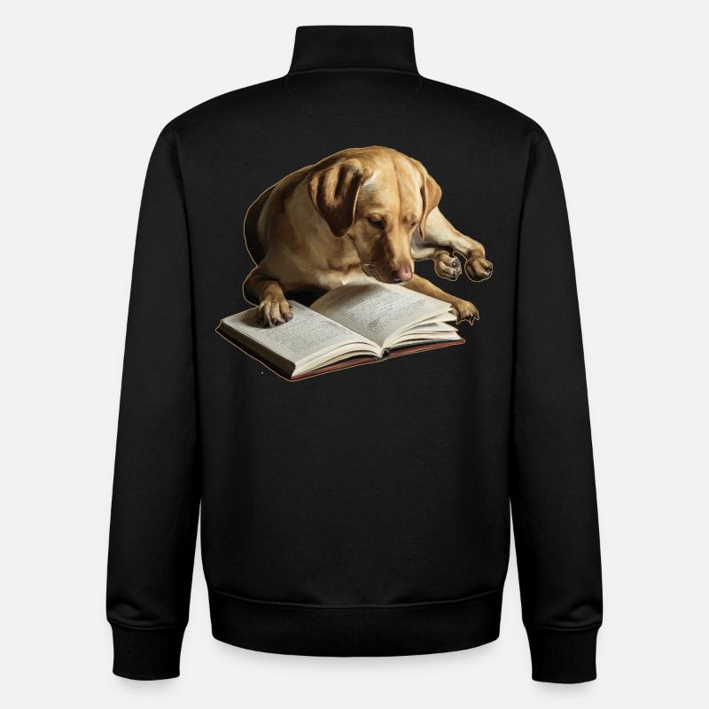 Hund liest Buch Labrador Retriever - Unisex Organic Zip Sweatshirt von Stanley/Stella - Schwarz
