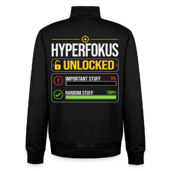 Hyperfocus Unlocked Gaming ADHD - Unisex Organic Zip Sweatshirt by Stanley/Stella - black - Back - AI Model Male 185 light (185cm)