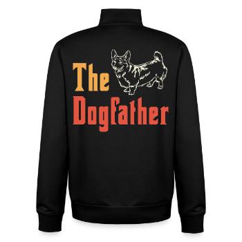 The Dogfather Corgi – Funny Dog Lover - Unisex Organic Zip Sweatshirt by Stanley/Stella - black - Back - AI Model Male 185 light (185cm)