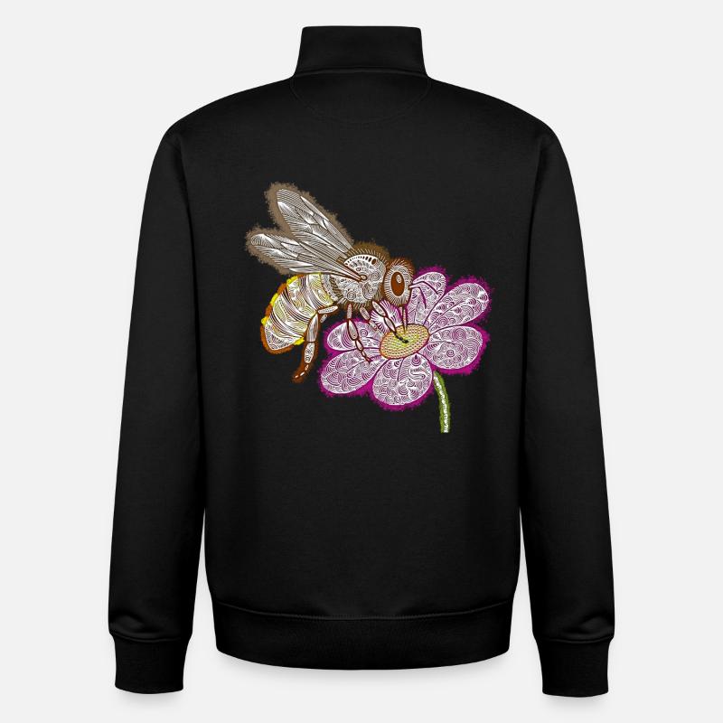 Zentangle Bee - Unisex Organic Zip Sweatshirt by Stanley/Stella - black