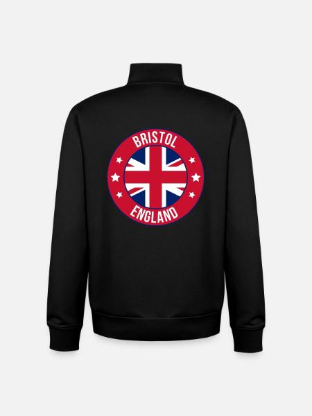 Bristol England Retro Badge - Unisex Organic Zip Sweatshirt by Stanley/Stella - black