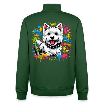Westie Graffiti Design – Art urbain coloré - Sweat zippé unisexe en coton bio Stanley/Stella - vert bouteille - Dos - AI Model Male 185 dark (185cm)