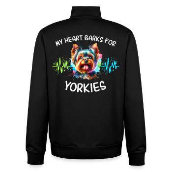 Yorkshire Terrier Heartline - Unisex Organic Zip Sweatshirt by Stanley/Stella - black - Back - AI Model Male 185 light (185cm)