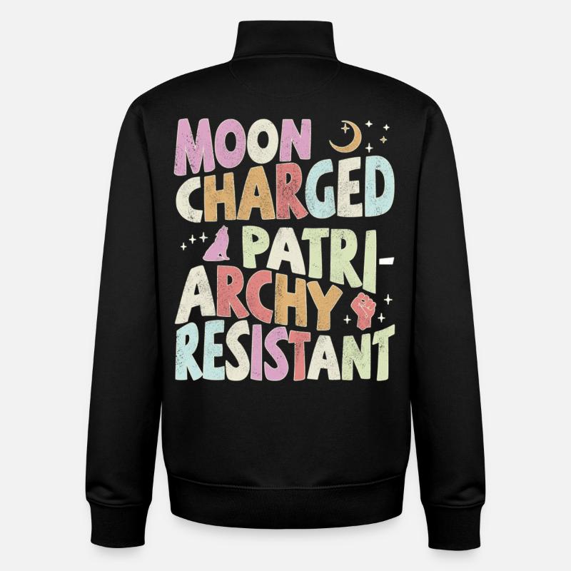 Moon charged, patriarchy resistant - pastell - Unisex Organic Zip Sweatshirt von Stanley/Stella - Schwarz