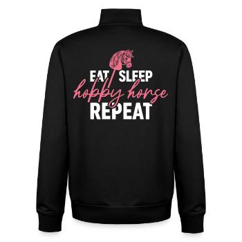 Eat Sleep Hobby Horse Repeat - Reiterin - Unisex Organic Zip Sweatshirt von Stanley/Stella - Schwarz - Hinten - AI Model Male 185 light (185cm)