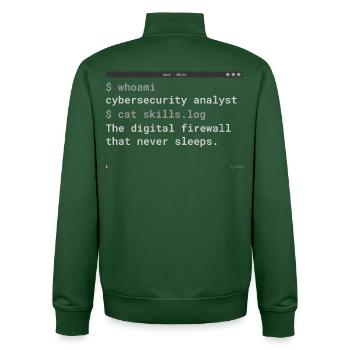 Cybersecurity Analyst Terminal - IT Gift - Unisex Organic Zip Sweatshirt by Stanley/Stella - bottle green - Back - AI Model Male 185 dark (185cm)
