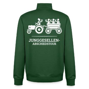 Junggesellen-Abschiedstour Mit Trecker (JGA / W) - Unisex Organic Zip Sweatshirt von Stanley/Stella - Flaschengrün - Hinten - AI Model Male 185 dark (185cm)