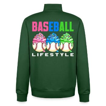 Baseball Lifestyle Cupcakes Sweet - Unisex Organic Zip Sweatshirt by Stanley/Stella - bottle green - Back - AI Model Male 185 dark (185cm)