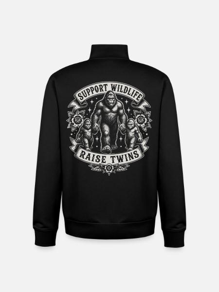 Support Wildlife: Raise Twins - Unisex Organic Zip Sweatshirt by Stanley/Stella - black