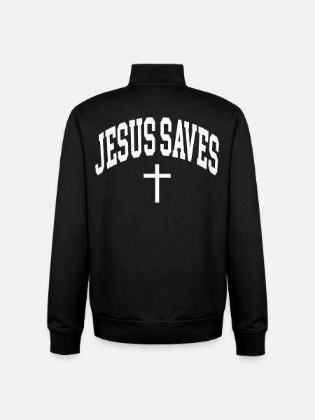 jesus saves - Unisex Organic Zip Sweatshirt by Stanley/Stella - black