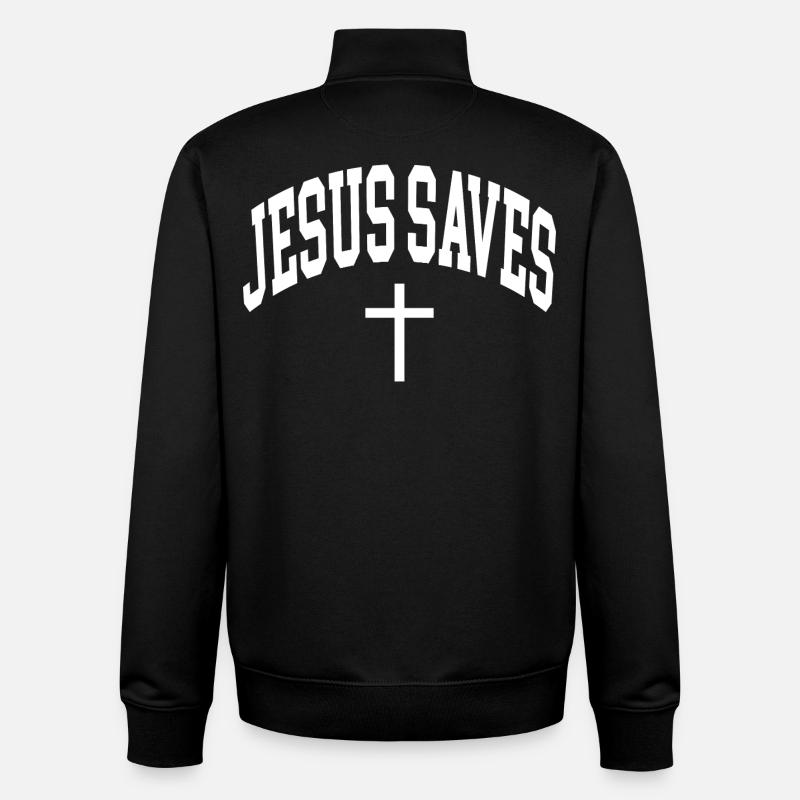 Jésus sauve - Sweat zippé unisexe en coton bio Stanley/Stella - noir