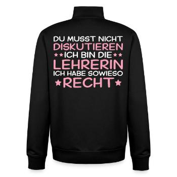 Lehrerin hat immer Recht - Lehrkraft Geschenk - Unisex Organic Zip Sweatshirt von Stanley/Stella - Schwarz - Hinten - AI Model Male 185 light (185cm)