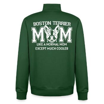 Boston Terrier Mom Dog Lover Cute Puppy Art - Unisex Organic Zip Sweatshirt by Stanley/Stella - bottle green - Back - AI Model Male 185 dark (185cm)