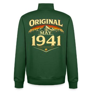 85. Geburtstag Geschenk Original Mai 1941 - Unisex Organic Zip Sweatshirt von Stanley/Stella - Flaschengrün - Hinten - AI Model Male 185 dark (185cm)