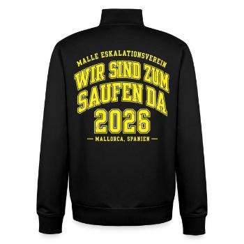 Malle 2026 Wir sind zum Saufen da Mallorca 2026 - Unisex Organic Zip Sweatshirt von Stanley/Stella - Schwarz - Hinten - AI Model Male 185 light (185cm)