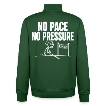 No Pace No Pressure - Unisex Organic Zip Sweatshirt by Stanley/Stella - bottle green - Back - AI Model Male 185 dark (185cm)