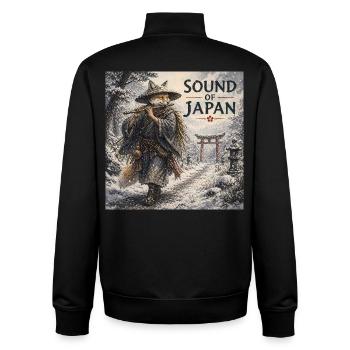 Japanisches Kitsune-Flötendesign - Unisex Organic Zip Sweatshirt von Stanley/Stella - Schwarz - Hinten - AI Model Male 185 light (185cm)