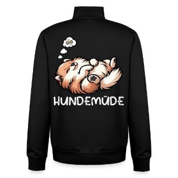 Hundemüde Zwergspitz Zwergspitze Spitzhund Spitz - Unisex Organic Zip Sweatshirt von Stanley/Stella - Schwarz - Hinten - AI Model Male 185 light (185cm)