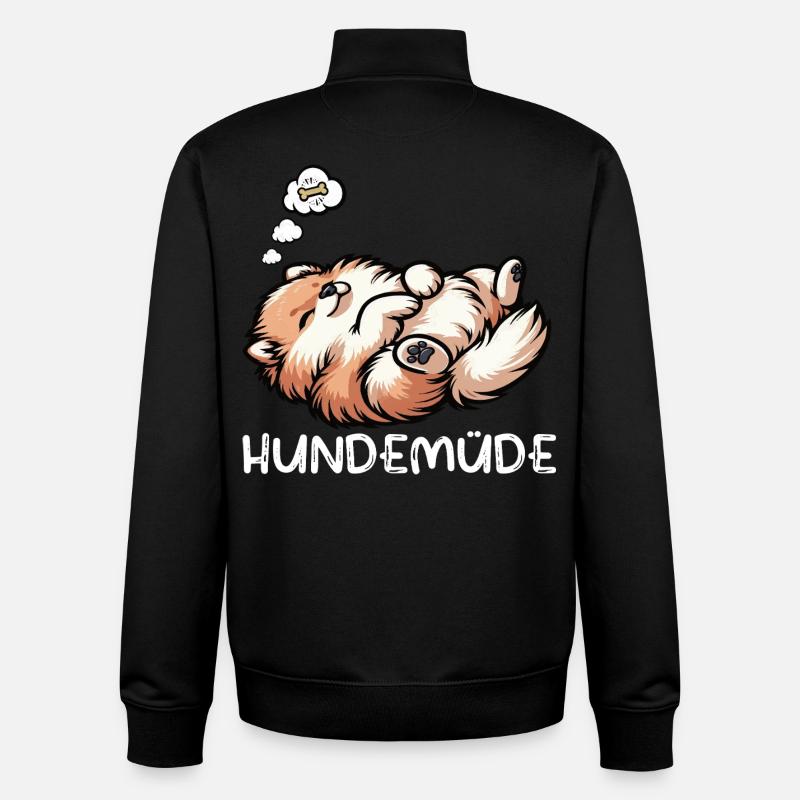 Hundemüde Zwergspitz Zwergspitze Spitzhund Spitz - Unisex Organic Zip Sweatshirt von Stanley/Stella - Schwarz