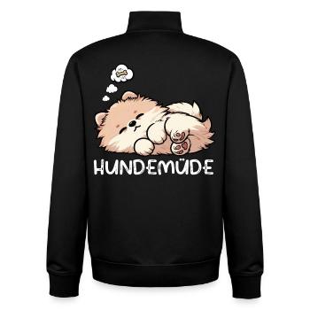 Hundemüde Zwergspitz Zwergspitze Spitzhund Spitz - Unisex Organic Zip Sweatshirt von Stanley/Stella - Schwarz - Hinten - AI Model Male 185 light (185cm)