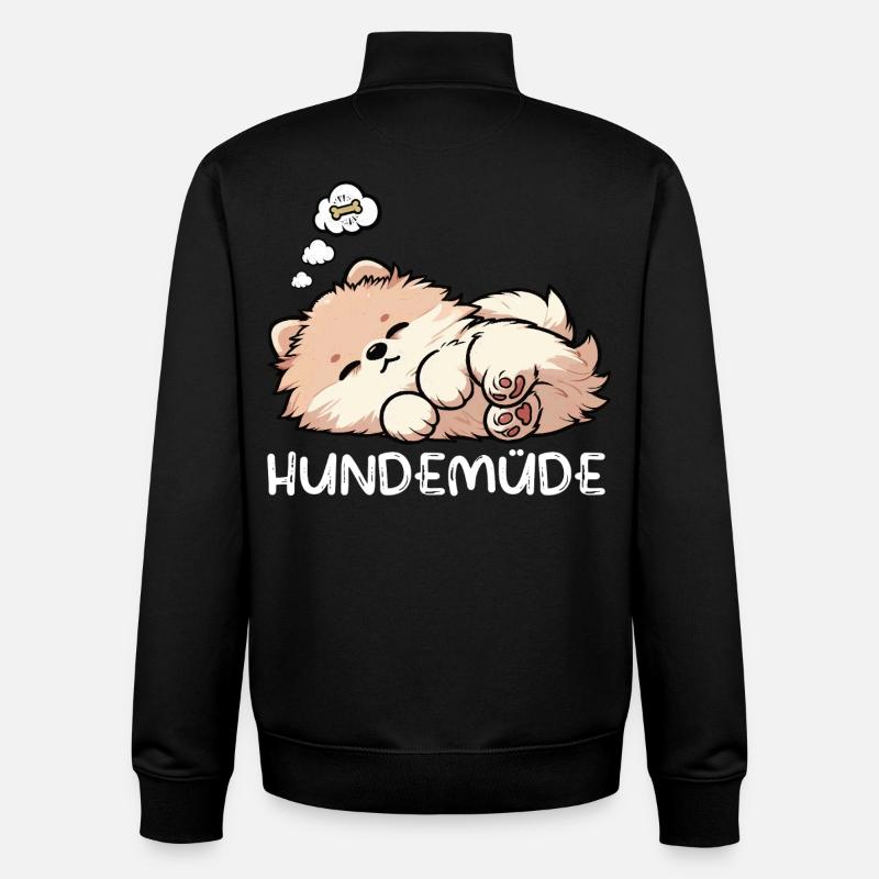 Hundemüde Zwergspitz Zwergspitze Spitzhund Spitz - Unisex Organic Zip Sweatshirt von Stanley/Stella - Schwarz