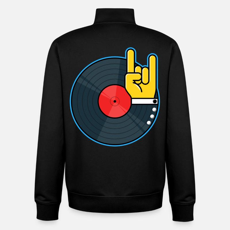 Vinyl Album Hand - Sweat zippé unisexe en coton bio Stanley/Stella - noir