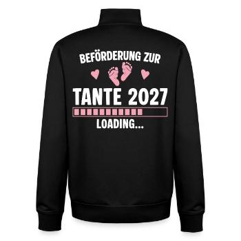Beförderung zur Tante 2027 – Loading Baby - Unisex Organic Zip Sweatshirt von Stanley/Stella - Schwarz - Hinten - AI Model Male 185 light (185cm)