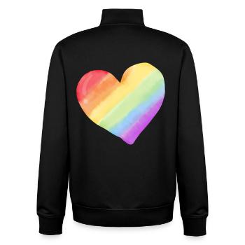 Regenbogen Aquarell Herz - Unisex Organic Zip Sweatshirt von Stanley/Stella - Schwarz - Hinten - AI Model Male 185 light (185cm)