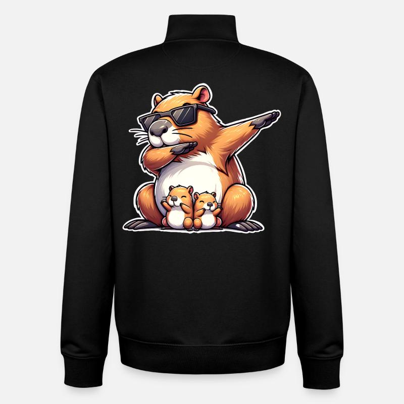 Capybara Papa - Unisex Organic Zip Sweatshirt von Stanley/Stella - Schwarz