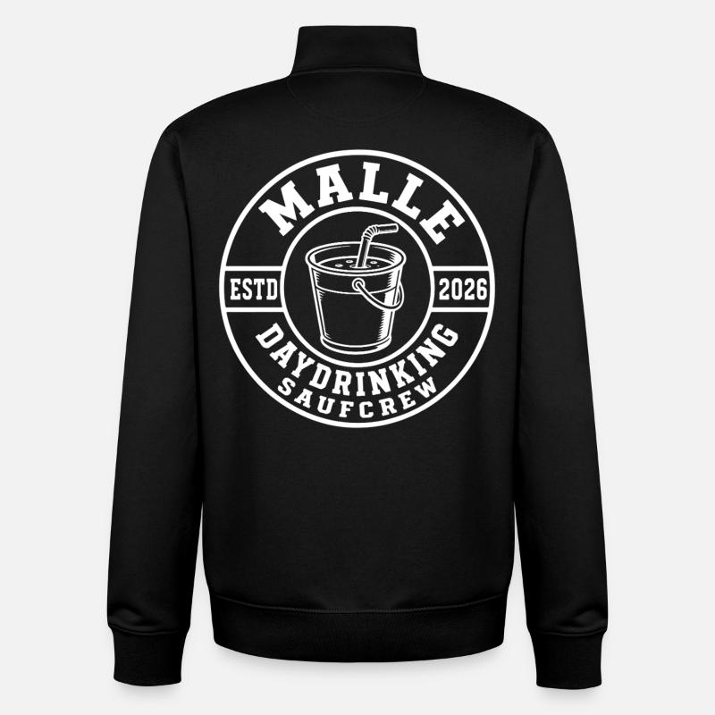 Malle 2026 Daydrinking Sauf Crew - Sweat zippé unisexe en coton bio Stanley/Stella - noir