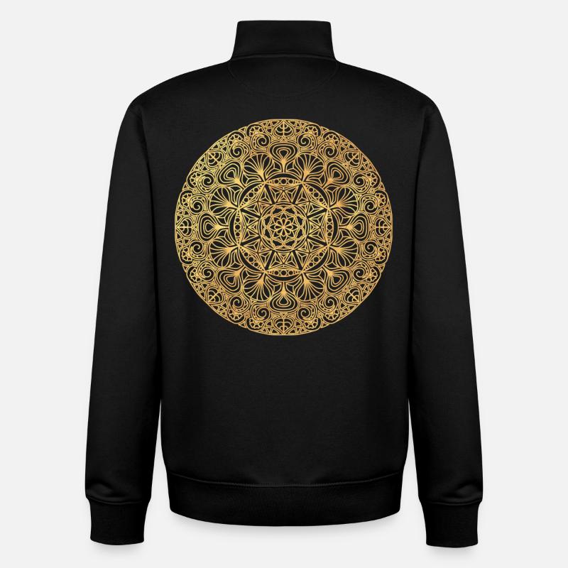 Mandala Art nouveau - or - Sweat zippé unisexe en coton bio Stanley/Stella - noir